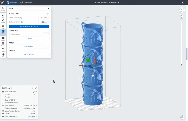 Auto-Pack, Optimize, and Organize in PreForm